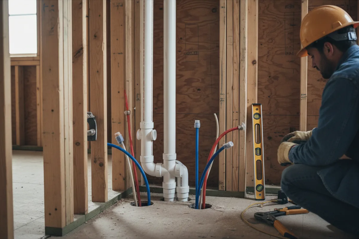 Drain and supply rough-in during Drain Cleaning in Atwater